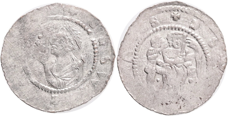 Bohemia VLADISLAUS I. 1 Denar, ND, (1120-1125), Cach#556 Var. Point above hand B...