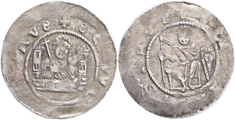 Bohemia VLADISLAUS I. 1 Denar, ND, (1120-1125), Cach#556 Var. 2 points under nec...