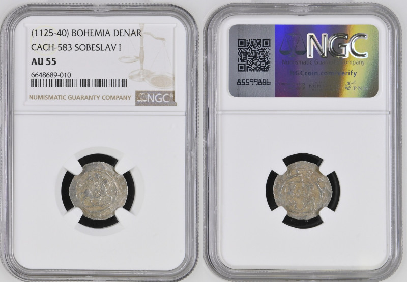 Bohemia SOBESLAUS I. 1 Denar, ND, (1125-1140) Cach#583 Ag. 0,74g NGC 6648689-010...