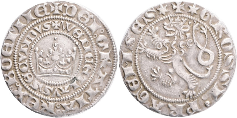 Bohemia VÁCLAV II. Prague Groschen, ND, 1300-1305 , typ Smolik#1., Ag. 3,77g, 28...