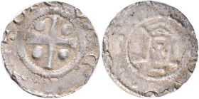 Otto II./III. 973-983-1002, Denarius cross with a ball in each of the angles, OTTO... / church building, inside paw cross, Ehrend 2/1 Kluge 35 Slg. Bo...