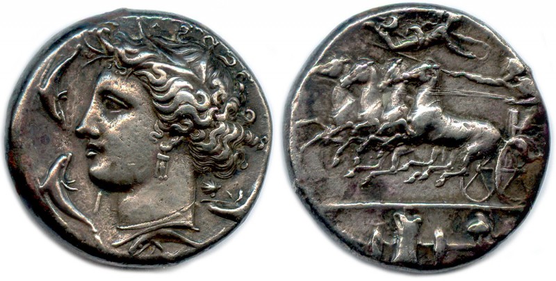 SICILE - SYRACUSE Défaite des Athéniens. Denys de Syracuse 405-357
Tête de la ny...