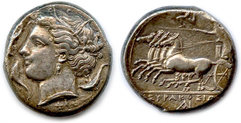 SICILE - SYRACUSE Règne d’Agathoclès 317-289
Tête de la nymphe Aréthuse. I. 
R/....