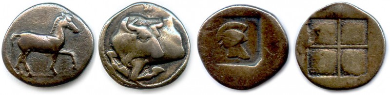 MACÉDOINE 
Lot de 2 monnaies de Macédoine en argent (4,09 g) : 
Acanthe 470-390....