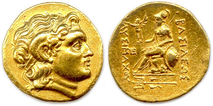 LYSIMAQUE 323-281
Tête d’Alexandre le Grand diadémée avec les cornes d’Ammon. 
R...