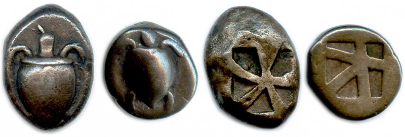 MÉGARIDE - ÉGINE Île d’Attique VIe siècle avant J.-C.
Lot de 2 monnaies(12,01 g)...