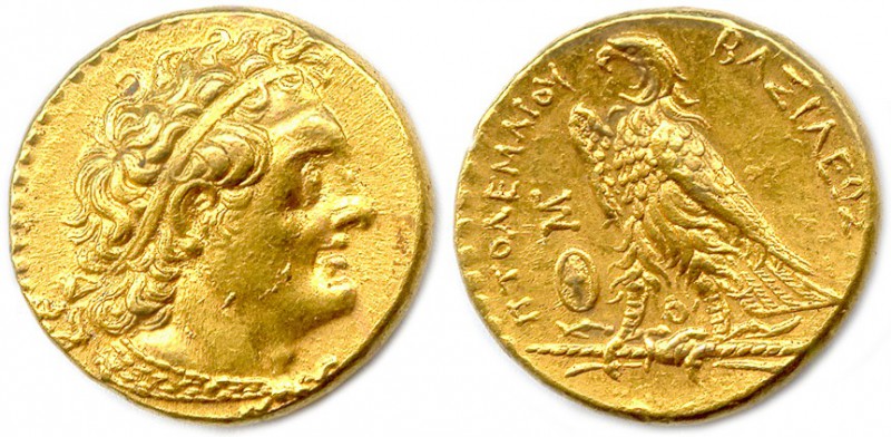 ROYAUME D’ÉGYPTE - PTOLÉMÉE II Philadelphe 305-284
Tête diadémée de Ptolémée Ier...