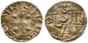 LOUIS IV L’ENFANT roi de Germanie 4 février 900 - 24 septembre 911
Denier d’argent de Cologne (Germanie).(1,29 g)