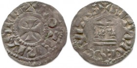 LOTHAIRE II fils de Louis IV 10 septembre 954 - 2 mars 986
Denier d’argent de Bourges.(1,22 g)