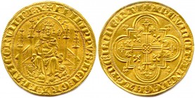 PHILIPPE VI de Valois Cousin germain de Charles IV le Bel 1er avril 1328 - 22 août 1350
Parisis d’or (6 septembre 1329).(6,99 g)