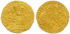 PHILIPPE VI de Valois 1328-1350
Écu d’or à la Chaise (2e émission 10 avril 1343).(4,50 g)