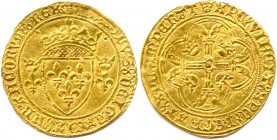 CHARLES VII le Victorieux 1422-1461
Écu d’or dit écu neuf (2e émission 12 août 1445).