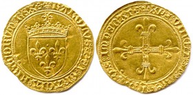 CHARLES VIII l’Affable fils de Louis XI 30 août 1483 - 7 avril 1498
Écu d’or au Soleil (1ère émission 11 septembre 1483).