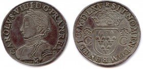 CHARLES IX 1560-1574
Teston d’argent MDLXV (1565).