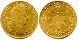 LOUIS XIV le Grand 1643-1715
Double-louis d’or aux quatre L 1697 A = Paris.(13,52 g)