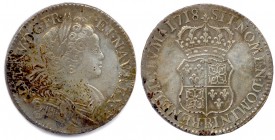 LOUIS XV le Bien Aimé 1715-1774
Écu d’argent de France et Navarre 1718