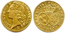 LOUIS XV le Bien Aimé 1715-1774
Louis d’or au bandeau 1745 & = Aix.(8,21 g)