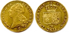LOUIS XVI 1774-1793
Double-louis d’or à la tête nue 1786 H = la Rochelle. (15,23 g)