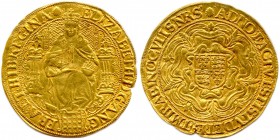 GRANDE BRETAGNE Great Britain - ÉLISABETH Ière 17 novembre 1558 - 24 mars 1603
Souverain d’or (5e émission 1584-6).(15,22 g)
Sovereign