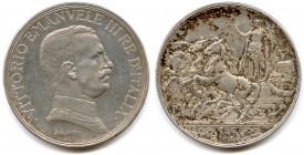 ITALIE ROYAUME Italy - VICTOR EMMANUEL III 29 juillet 1900 - 9 mai 19465 Lire d’argent 1914 Rome.(25,04 g)