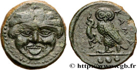 SICILY - KAMARINA
Type : Tetras 
Date : c. 420-410 AC. 
Mint name / Town : Camarina, Sicile 
Metal : copper 
Diameter : 14,5  mm
Orientation dies : 7 ...