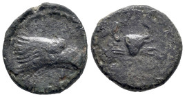 Sicily, Akragas, c. 425-406 BC. Æ Onkia (13mm, 1.62g). Crab. R/ Head of eagle r. CNS I, 87; HGC 2, 153. VF