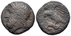 Sicily, Akragas, c. 338-317/287 BC. Æ (15mm, 3.62g). Laureate head of Zeus l. R/ Eagle standing l. on hare. CNS I, 116; SNG ANS 1113-6; HGC 2, 164. Fi...
