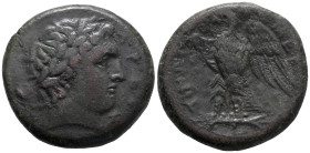 Sicily, Messana. The Mamertinoi, 275-264 BC. Æ Quadruple Unit (28mm, 16.37). Laureate head of Ares r.; spear-head to l. R/ Eagle standing l. on thunde...