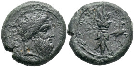 Sicily, Syracuse. Timoleon and the Third Democracy. 344-317 BC. Æ Hemidrachm (25mm, 13,20g), c. 339/8-334 BC. Laureate head of Zeus Eleutherios r. R/ ...