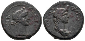 Mysia, Pergamum. Pseudo-autonomous issue, c. AD 40-60. Æ (17mm, 3.80g). Bareheaded and draped bust of Senate r. R/ Draped bust of Roma r., wearing mur...