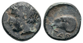 Troas, Gargara, 4th century BC. Æ (8mm, 0.60g). Laureate head of Apollo l. R/ Head of ram l. within incuse circle. SNG von Aulock -; SNG Copenhagen -....