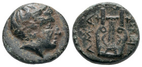 Troas, Hamaxitos, c. 400-310 BC. Æ (10mm, 1.32g). Laureate head of Apollo r. R/ Lyre. SNG Copenhagen 341. Near VF