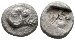 Troas, Kebren, 5th century BC. AR Hemidrachm (11mm, 1.78g). Head of ram r. R/ Facing gorgoneion within incuse square. SNG von Aulock 7619 var. (obv. t...