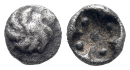 Ionia, Uncertain, c. 530-480 BC, AR Tetartemorion (6mm, 0.17g). Rosette. R/ Incuse square punch with five pellets. SNG Kayhan 740 (Erythrai); SNG von ...