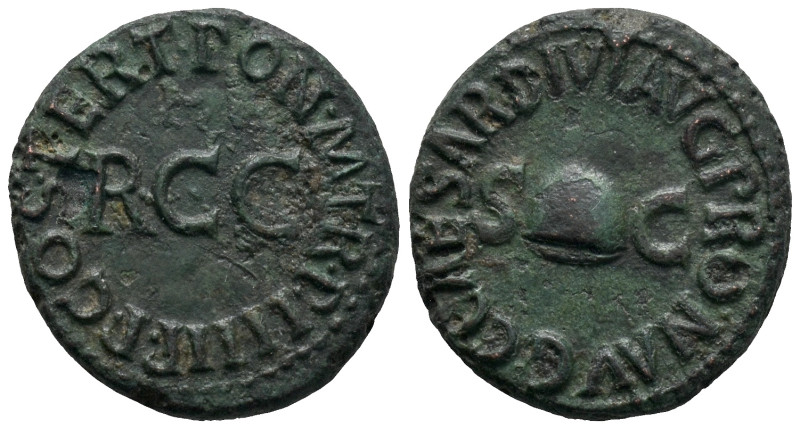 Gaius (Caligula, 37-41). Æ Quadrans (18mm, 3.34g). Rome, 40-1. Pileus between S-...