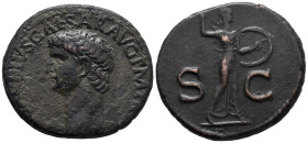 Claudius (41-54). Æ As (27mm, 10.70g). Rome. Bare head l. R/ Minerva standing r., brandishing javelin and holding shield on l. arm. RIC I 110 or 116. ...