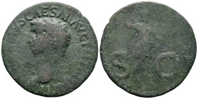 Claudius (41-54). Æ As (28mm, 8.46g). Rome. Bare head l. R/ Minerva standing r., brandishing javelin and holding shield on l. arm. RIC I 116. Fine