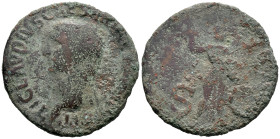 Claudius (41-54). Æ As (29mm, 9.50g). Rome. Bare head l. R/ Minerva standing r., brandishing javelin and holding shield on l. arm. RIC I 116. Fine