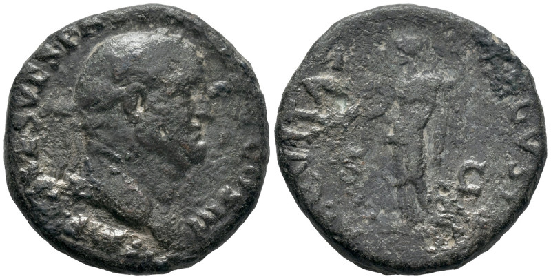 Vespasian (69-79). Æ As (25mm, 11.32g). Rome, 71. Laureate head r. R/ Aequitas s...