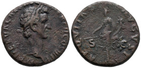Nerva (96-98). Æ As (25mm, 11.50g). Rome, 97. Laureate head r. R/ Aequitas standing l., holding scales and cornucopia. RIC II 94. Near VF
