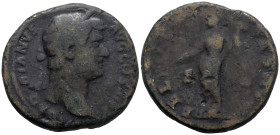 Hadrian (117-138). Æ Sestertius (32mm, 24.70g). Rome, 136. Laureate head r. R/ Felicitas standing l., holding branch and long caduceus. RIC II.3 2255....