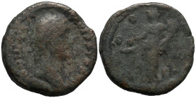 Antoninus Pius? (138-161). Æ As (27.5mm, 15.01g). Laureate head r. R/ Moneta standing l., holding scales and cornucopia. Fair