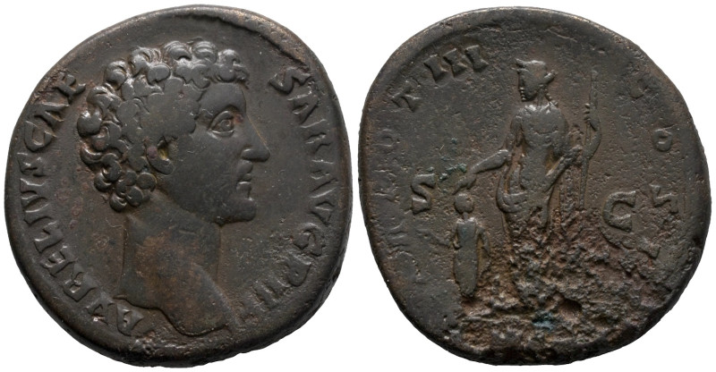 Marcus Aurelius (Caesar, 139-161). Æ Sestertius (32.5mm, 25.92g). Rome, 148-9. B...