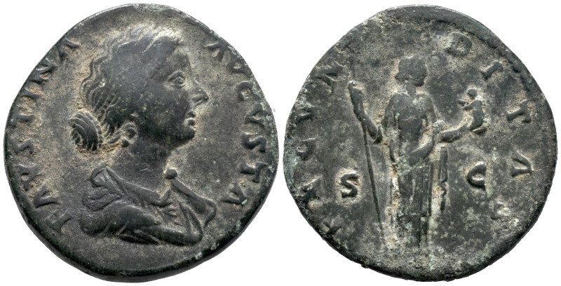 Faustina Junior (Augusta, 147-175). Æ Sestertius (29.5mm, 19.84g). Rome, 163-164...