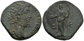 Commodus (177-192). Æ Sestertius (28mm, 20.36g). Rome, 190-191. Laureate head r. R/ Concordia standing l., holding patera and sceptre. RIC III 579 or ...