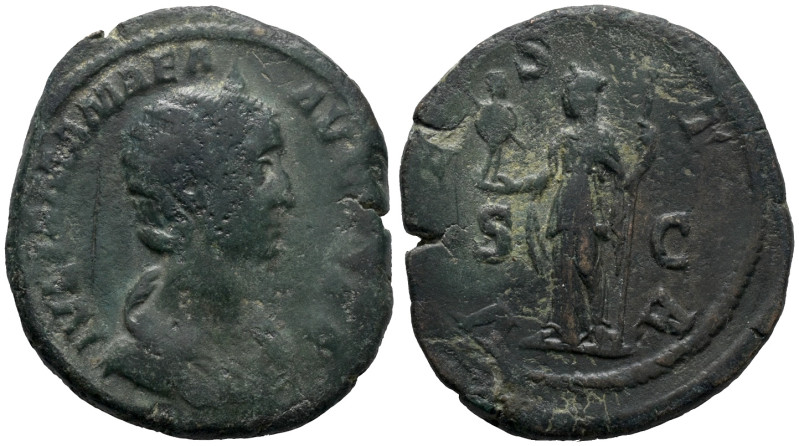 Julia Mamaea (Augusta, 222-235). Æ Sestertius (33mm, 20.48g). Rome, 226. Draped ...