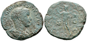 Gordian III (238-244). Æ Sestertius (29mm, 16.56g). Rome, 241-4. Laureate, draped and cuirassed bust r. R/ Sol standing l., raising hand and holding g...