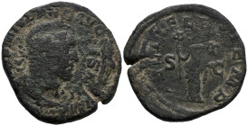 Philip I (244-249). Æ Sestertius (32mm, 22g). Rome, 246. Laureate, draped and cuirassed bust r. R/ Felicitas standing l., holding caduceus and cornuco...