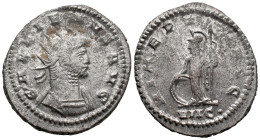 Gallienus (253-268). Antoninianus (21.5mm, 3.77g). Antioch, c. 266-8. Radiate and cuirassed bust r. R/ Minerva standing l., holding spear and leaning ...