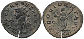 Probus (276-282). Antoninianus (23mm, 3.27g). Ticinum. Radiate and mantled bust l., holding eagle-tipped sceptre. R/ Providentia standing l., holding ...